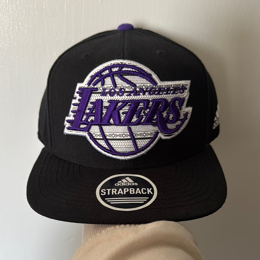 Los Angeles Lakers Black and Purple Adidas Strapback Hat